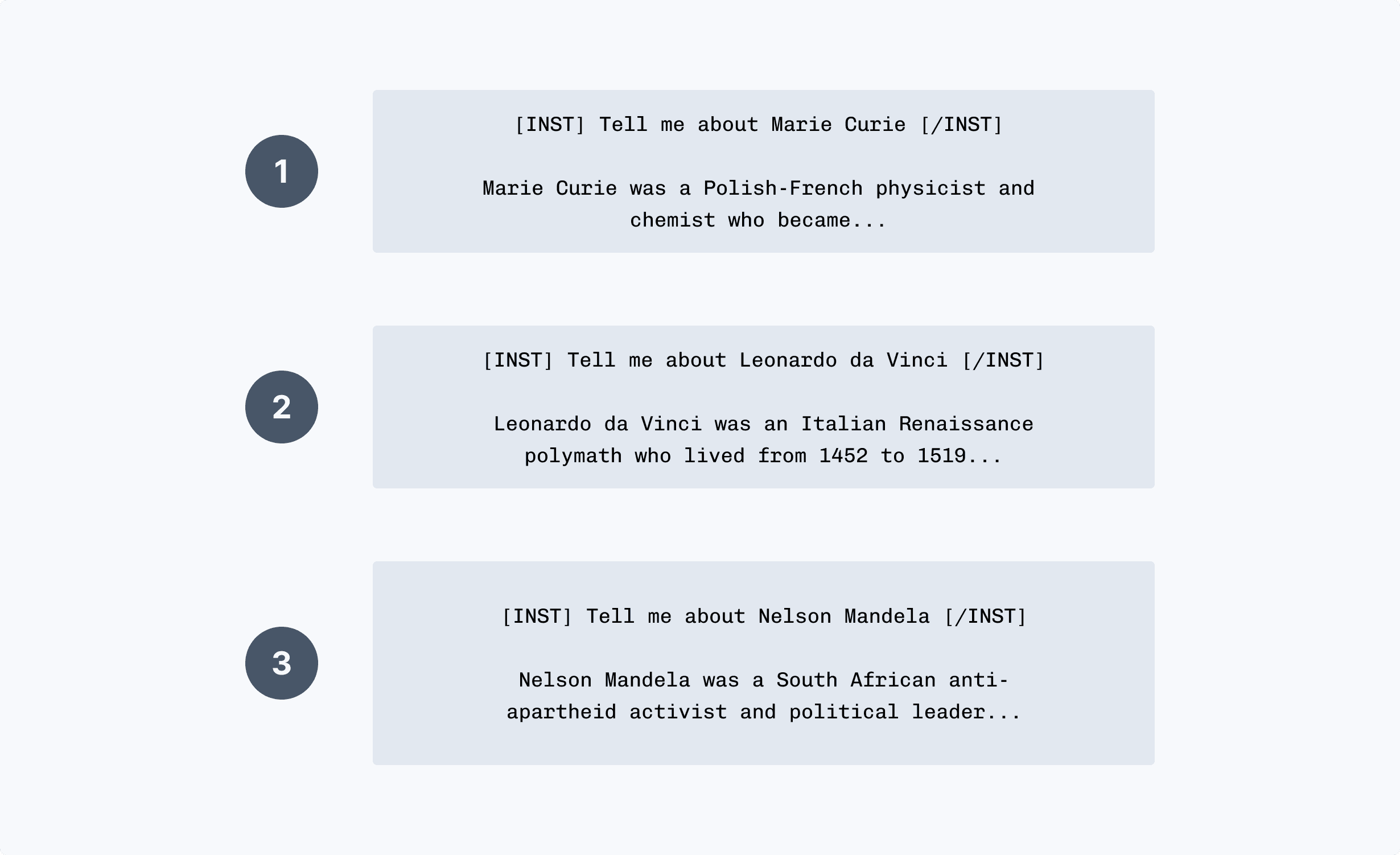 Example of biographical response templates in instruction-following dataset